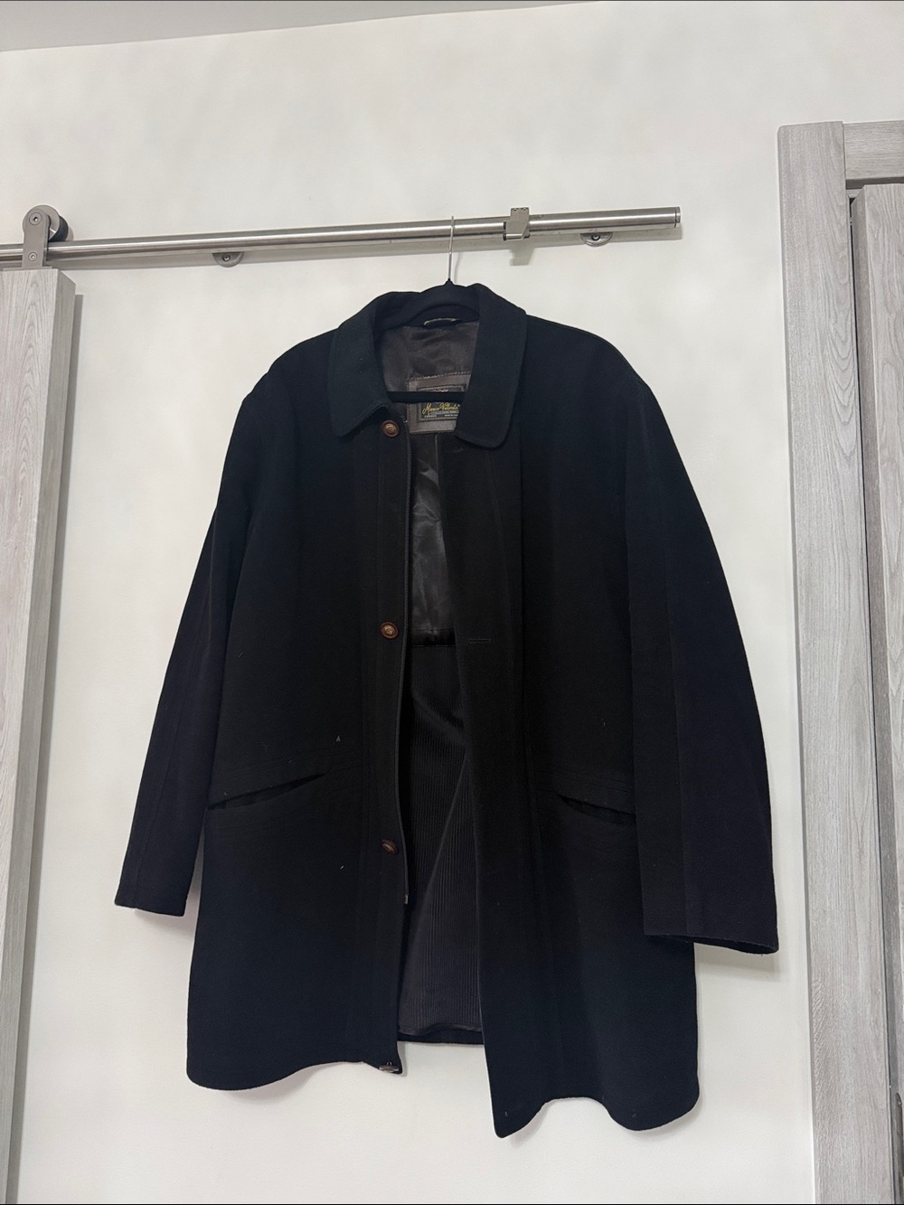 Men's Black Overcoat Jacket - Classic Tailored Style made in italy size 48/XXL